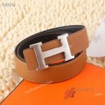 Hermes Replica Belts - Black&Brown Reversible Leather Belt